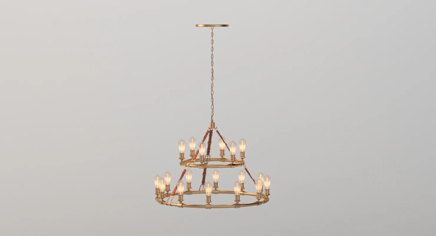 Huxley 18 Light 44 Inch Vintage Brass Chandelier 3D Model_05