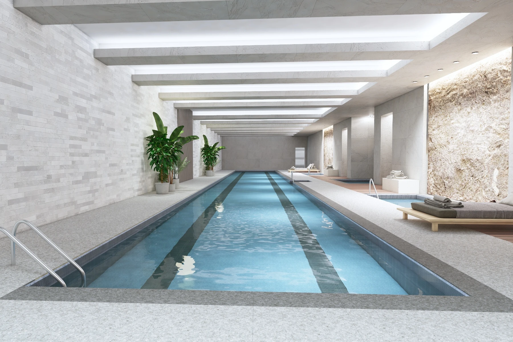 Indoor Swimming Pool Spa Interior Scene 3D Model_05