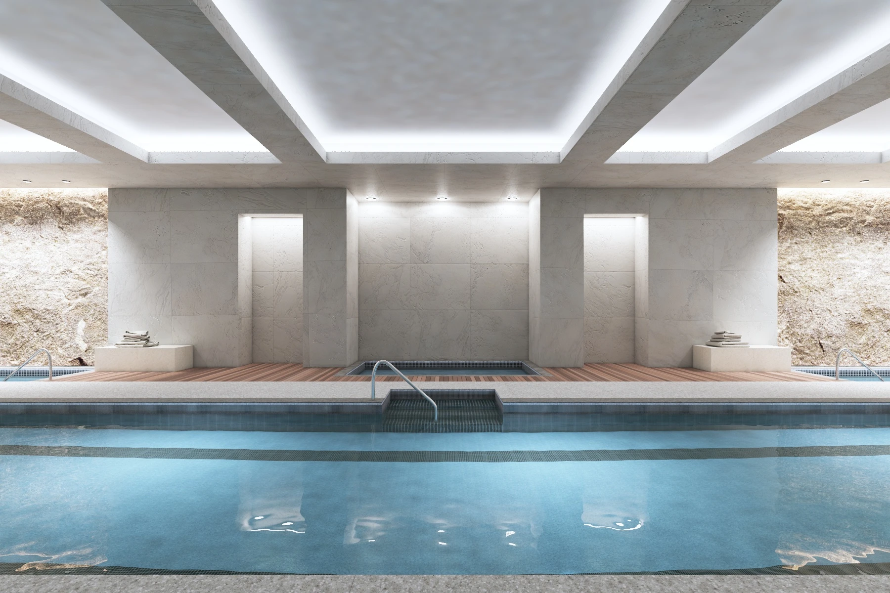 Indoor Swimming Pool Spa Interior Scene 3D Model_09