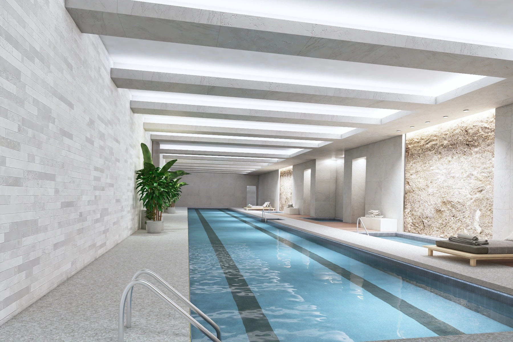 Indoor Swimming Pool Spa Interior Scene 3D Model_04