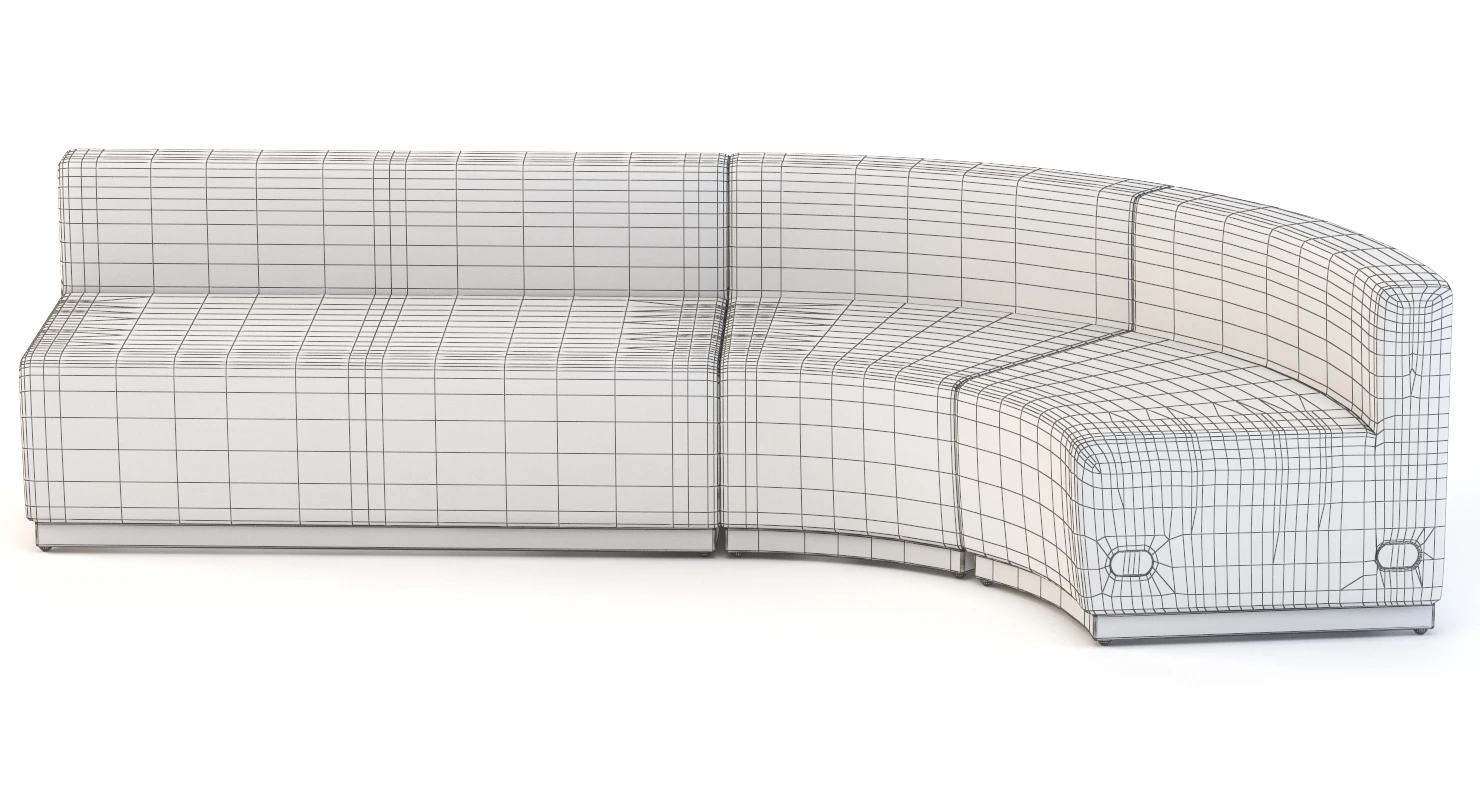 Krysten Round Modular Sectional Concave Sofa with Love-seat by Orren Ellis 3D Model_010