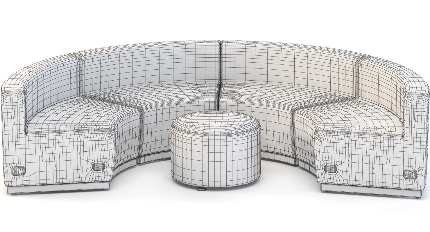 Krysten Round Sectional Concave Four Seater Sofa Module 3D Model_010
