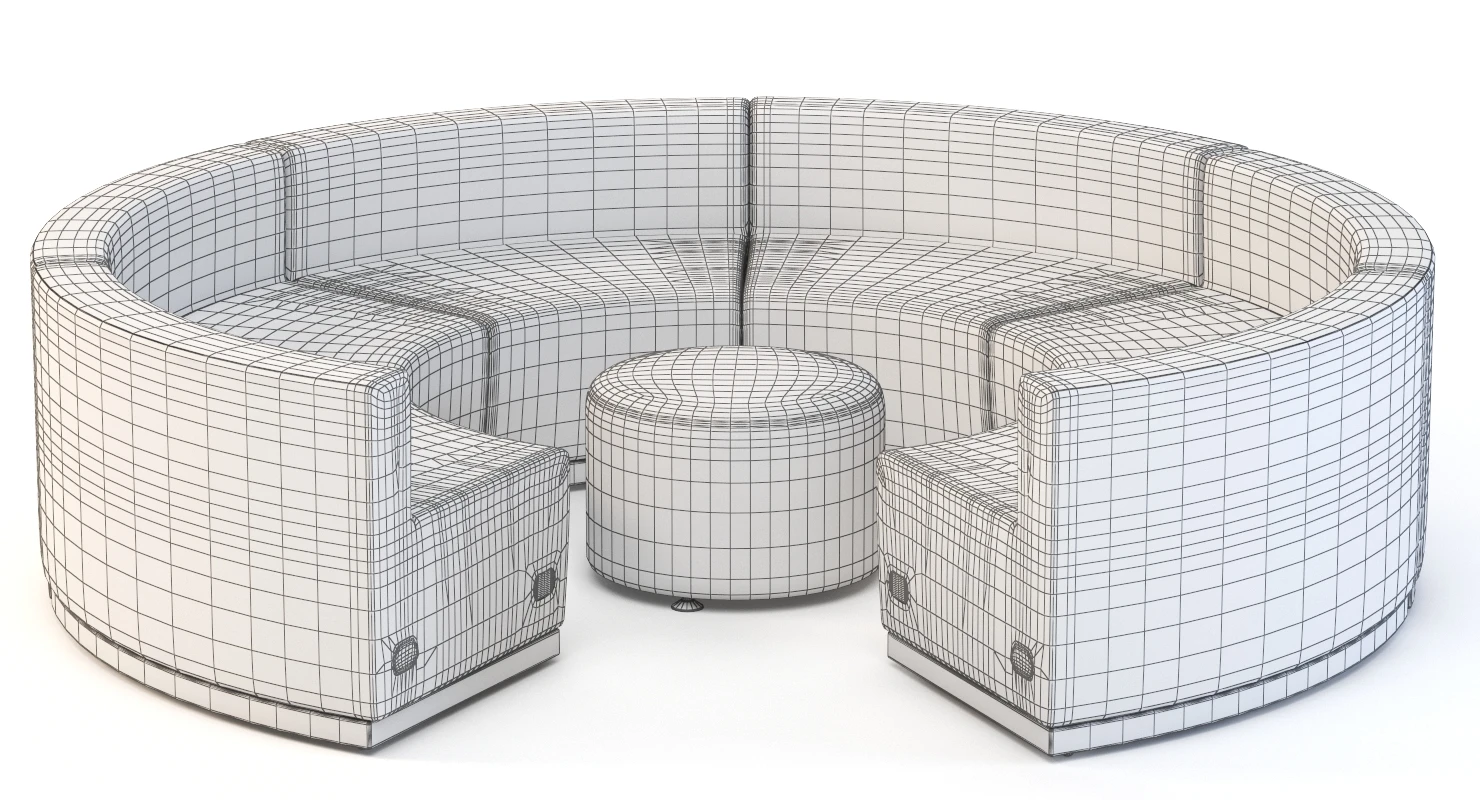 Krysten Sectional Six Module Round Circular Sofa 3D Model_010