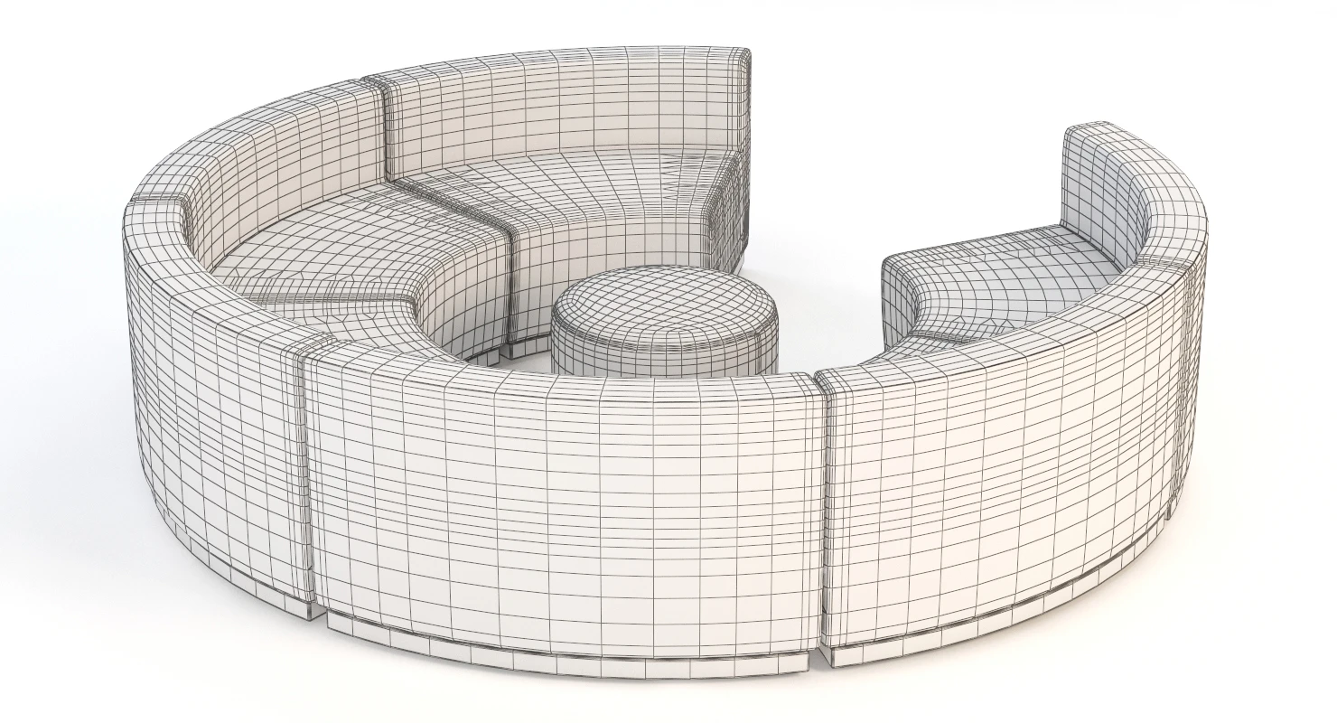 Krysten Sectional Six Module Round Circular Sofa 3D Model_011