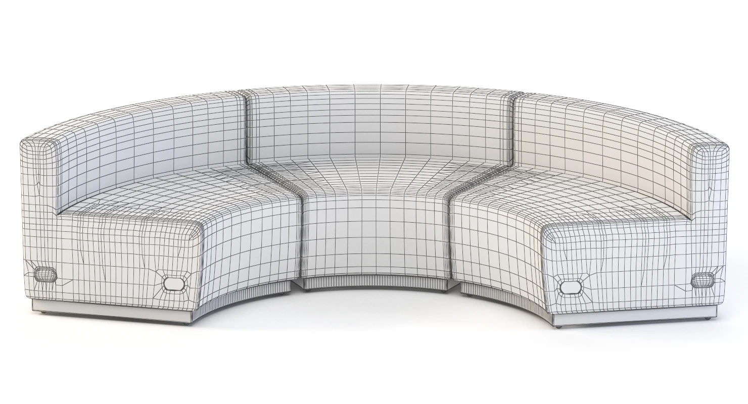 Krysten Sectional Three Seater Module Concave Round Sofa 3D Model_012
