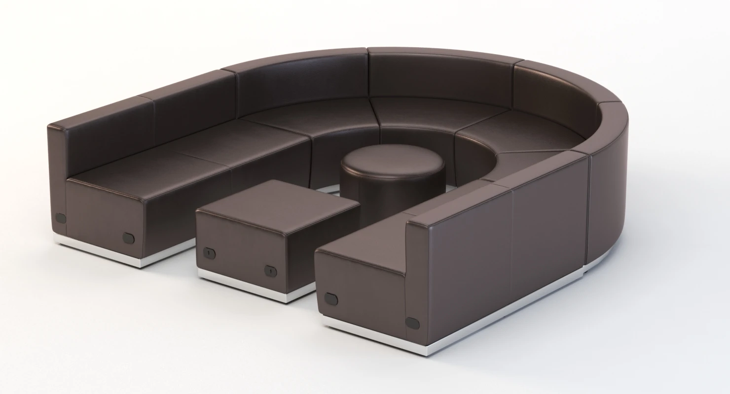 Krysten Sectional U Shape Concave Booth Sofa 3D Model_09