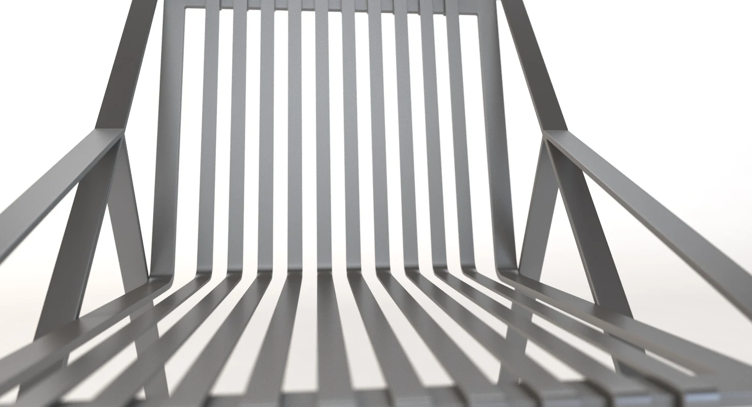 Line High-Back Metal Garden Armchair By Efasma 3D Model_08