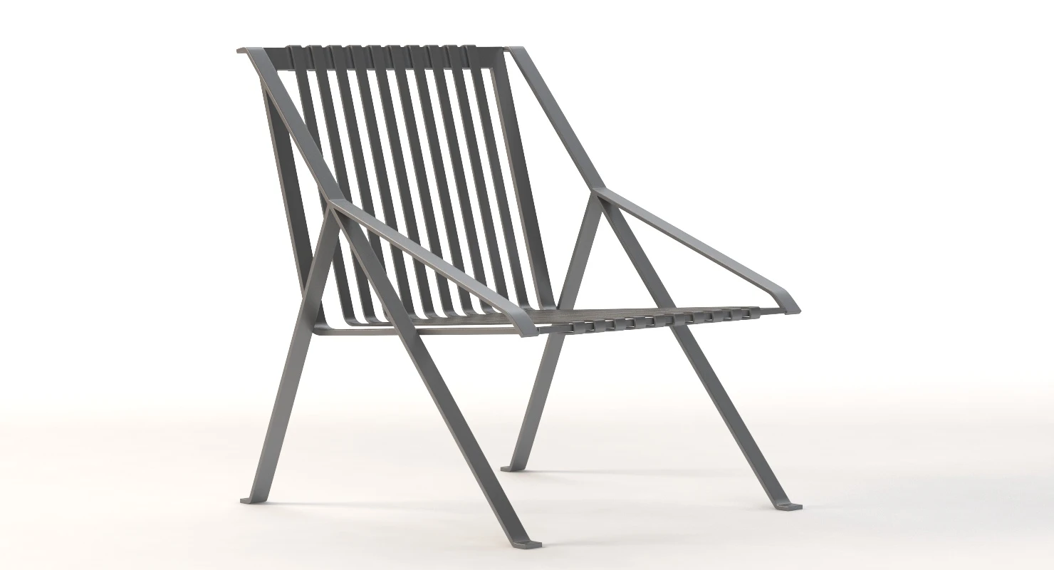 Line High-Back Metal Garden Armchair By Efasma 3D Model_01