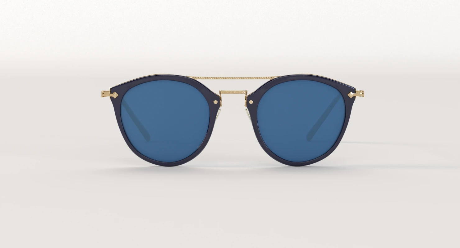 Oliver Peoples Remick Denim Brushed Rose Gold Blue Mirror Unisex Sunglass 3D Model_04