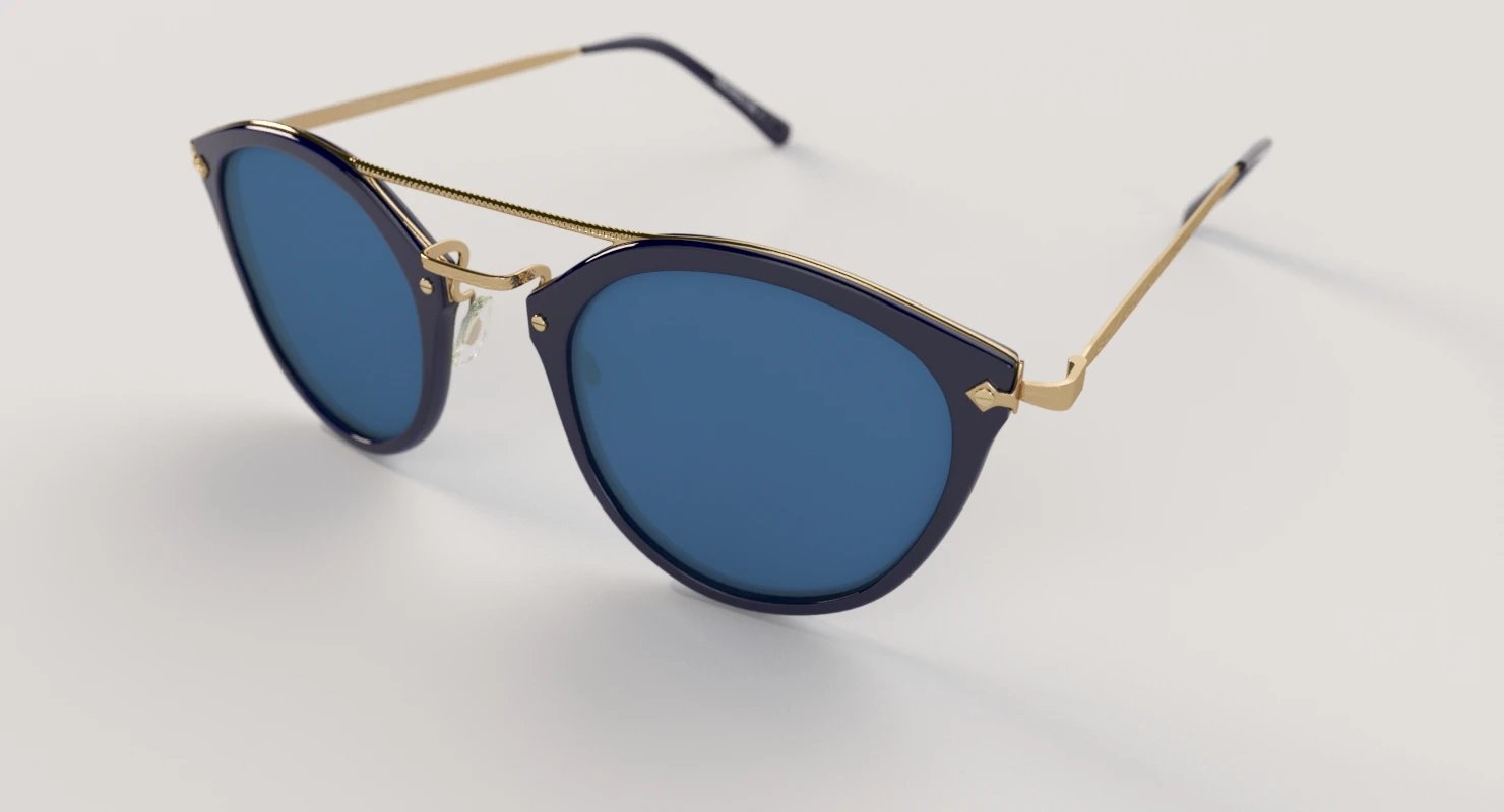 Oliver Peoples Remick Denim Brushed Rose Gold Blue Mirror Unisex Sunglass 3D Model_03