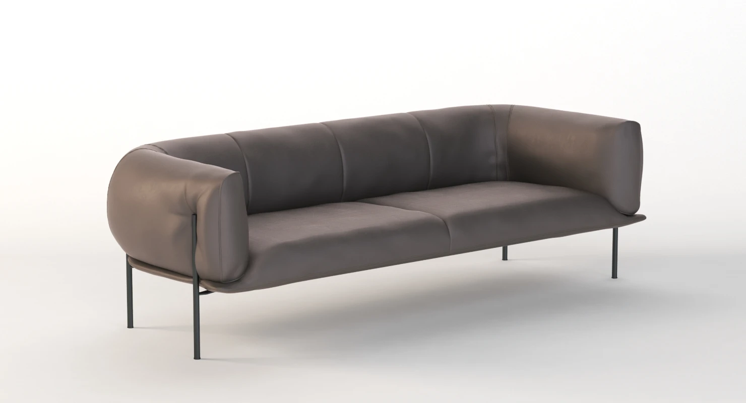 Rondo Leather Lounge Three Seater Sofa By Lucy Kurrein 3D Model_06