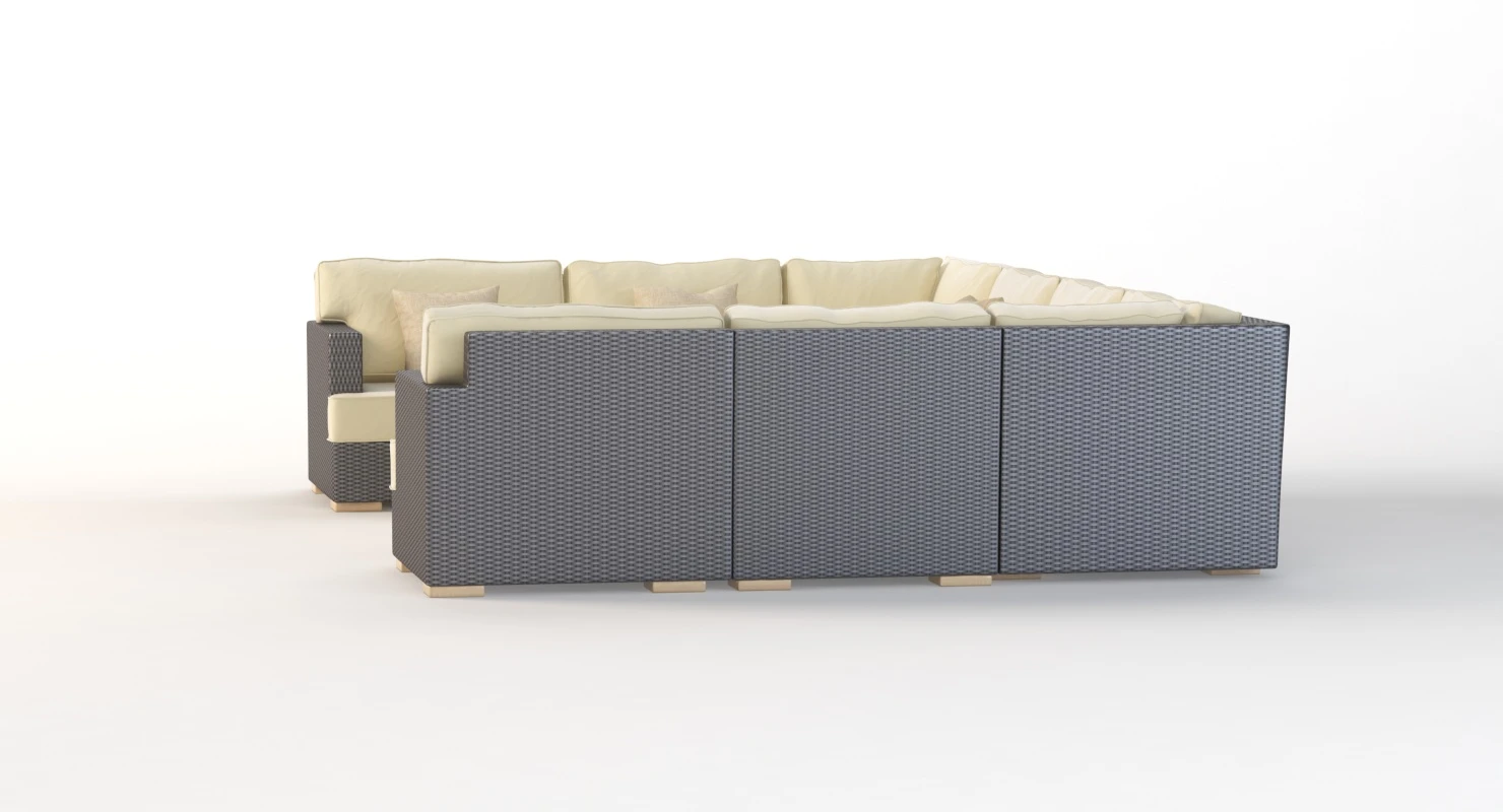 Salina Outdoor U Sectional Modular Sofa Set 3D Model_09