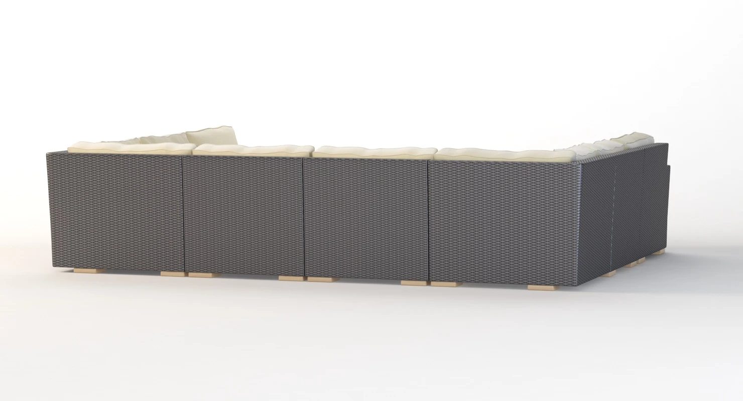 Salina Outdoor U Sectional Modular Sofa Set 3D Model_07