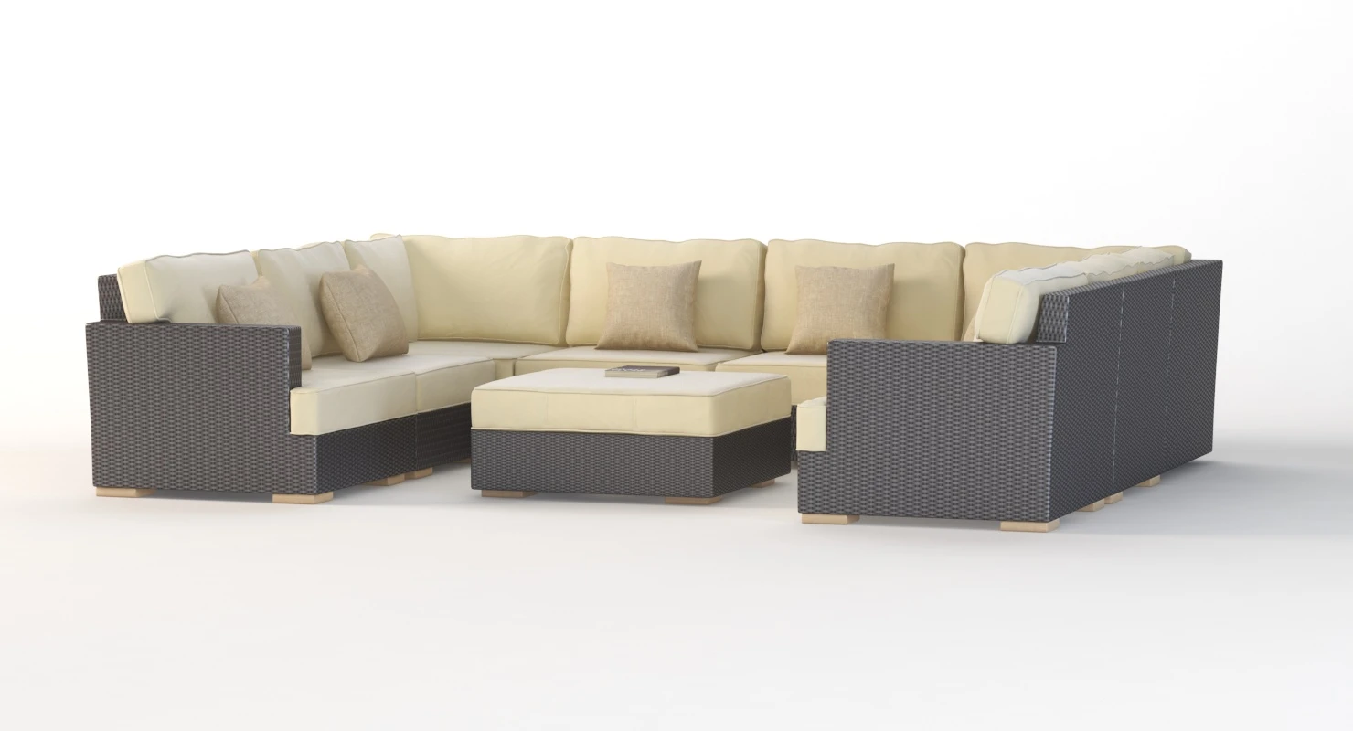 Salina Outdoor U Sectional Modular Sofa Set 3D Model_010