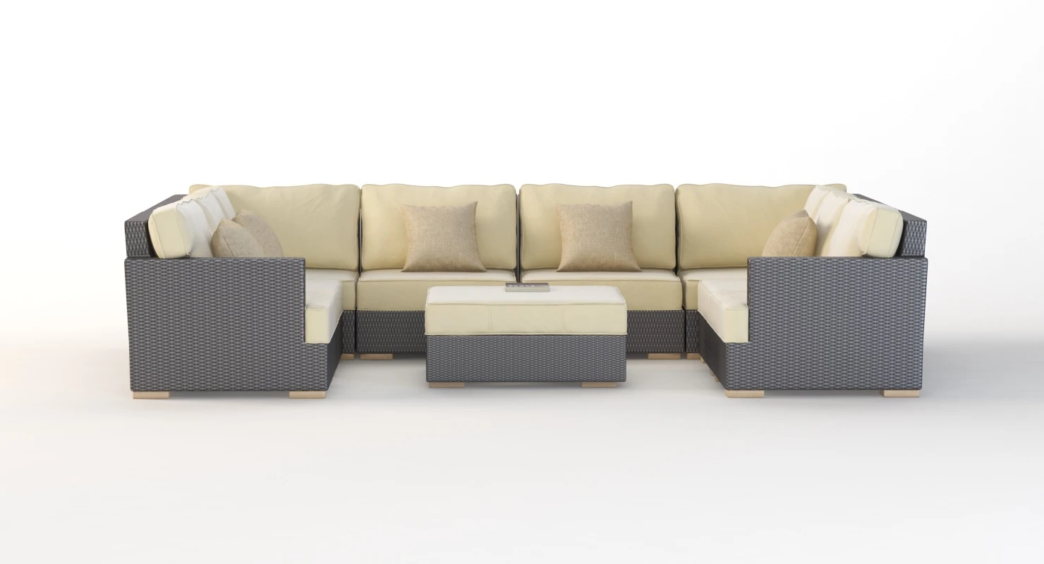 Salina Outdoor U Sectional Modular Sofa Set 3D Model_04