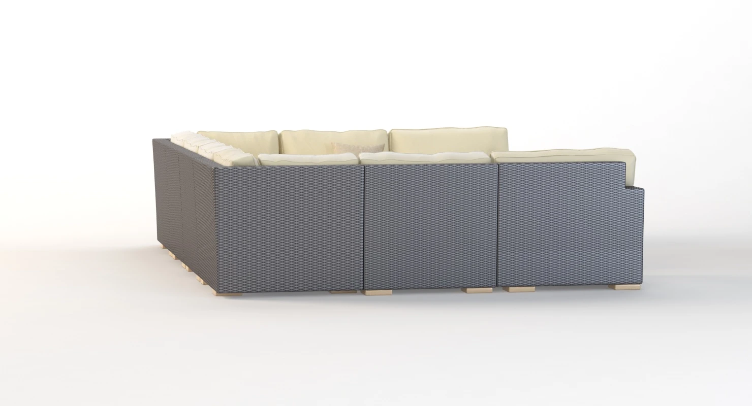 Salina Outdoor U Sectional Modular Sofa Set 3D Model_06