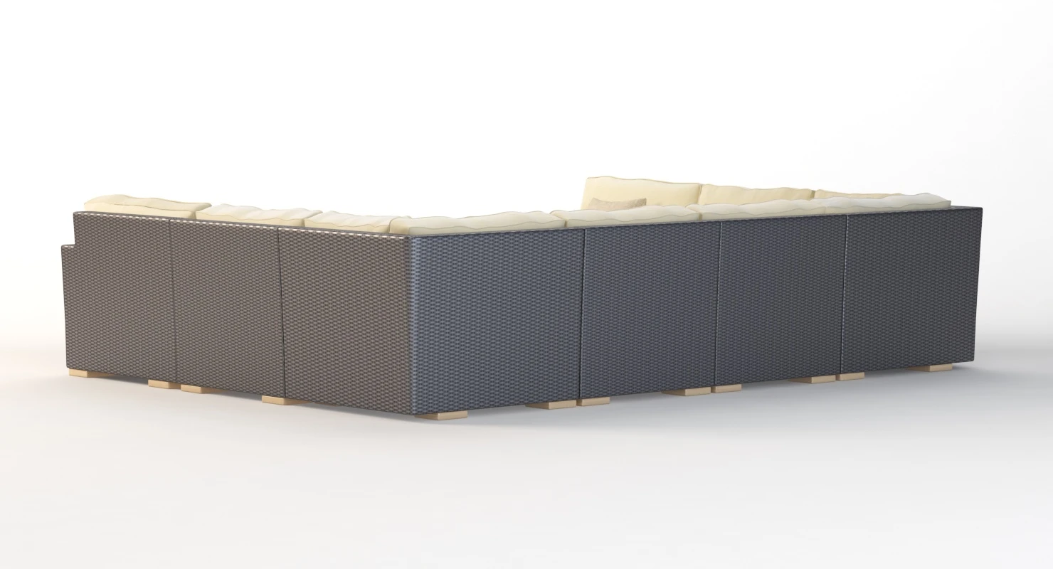 Salina Outdoor U Sectional Modular Sofa Set 3D Model_08