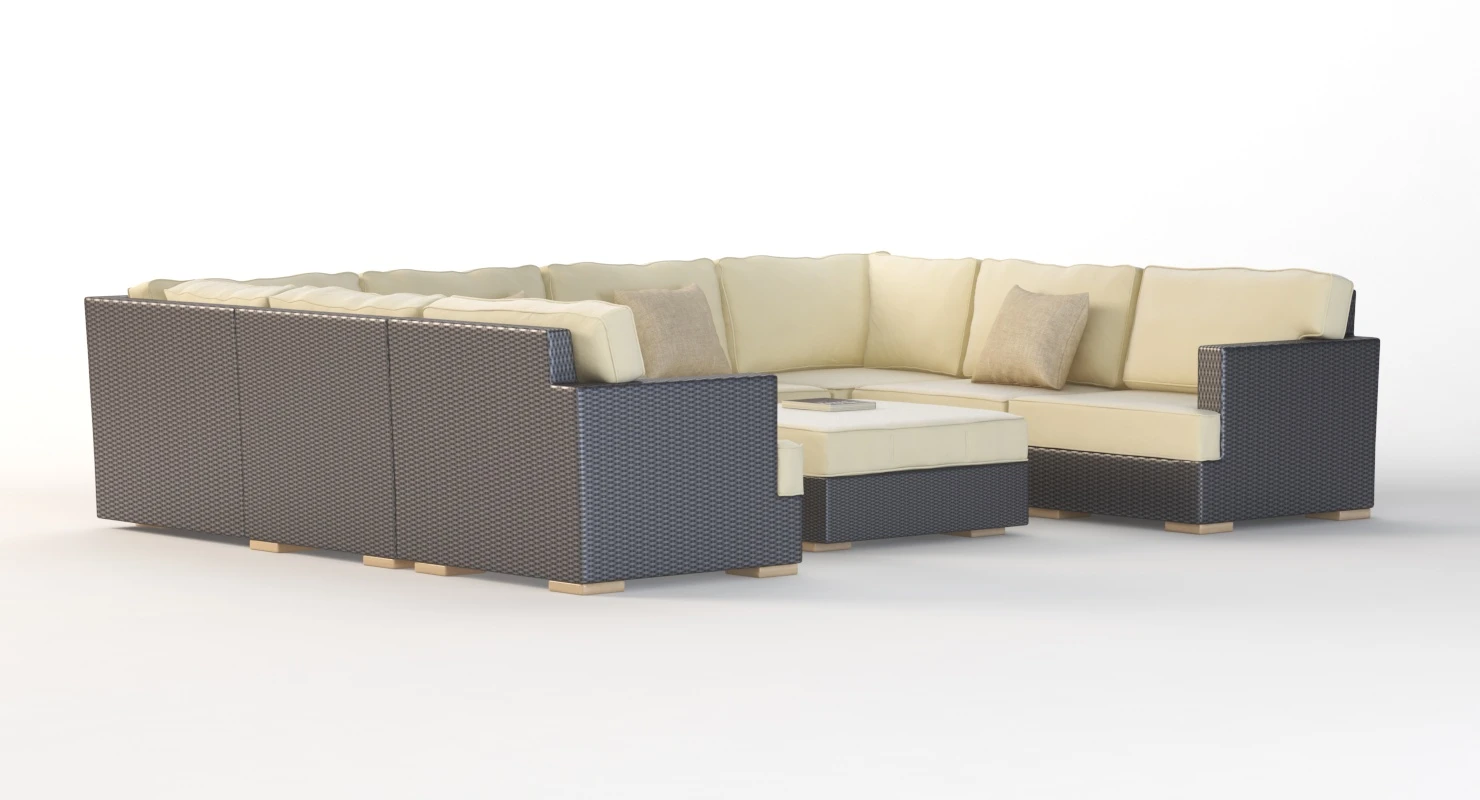 Salina Outdoor U Sectional Modular Sofa Set 3D Model_05