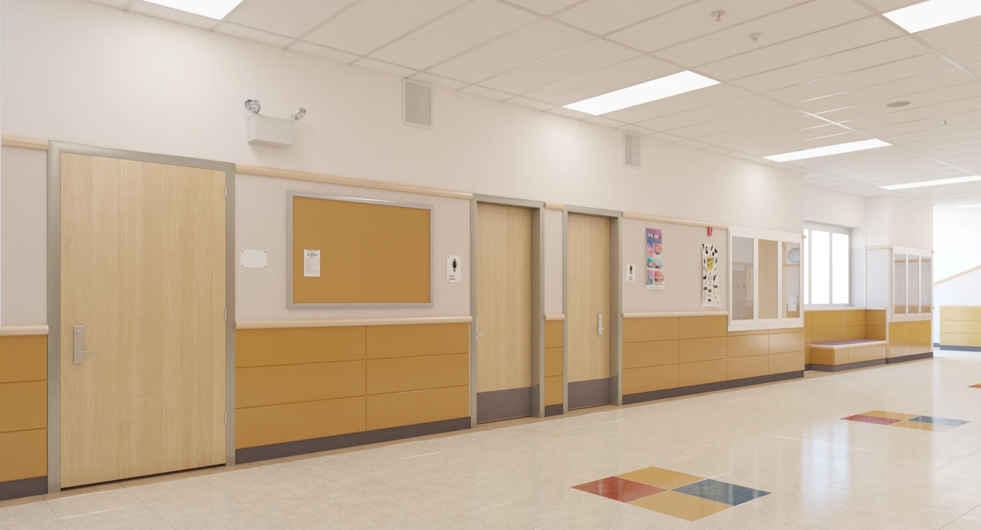 School Hallway Locker Room 3D Model_03