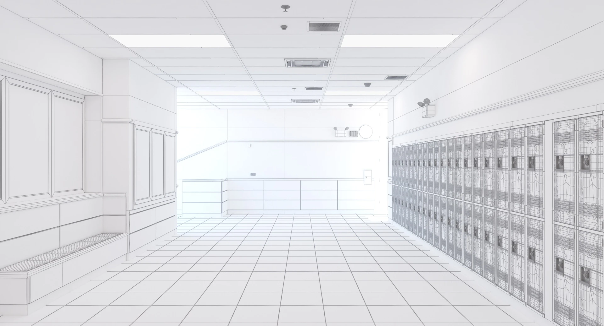 School Hallway Locker Room 3D Model_011
