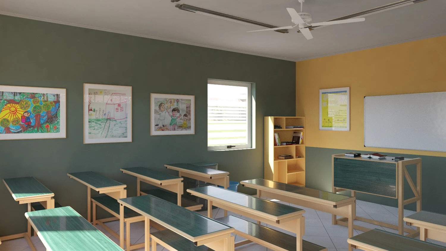 Small Modern Middle School Classroom 009 3D Model_03