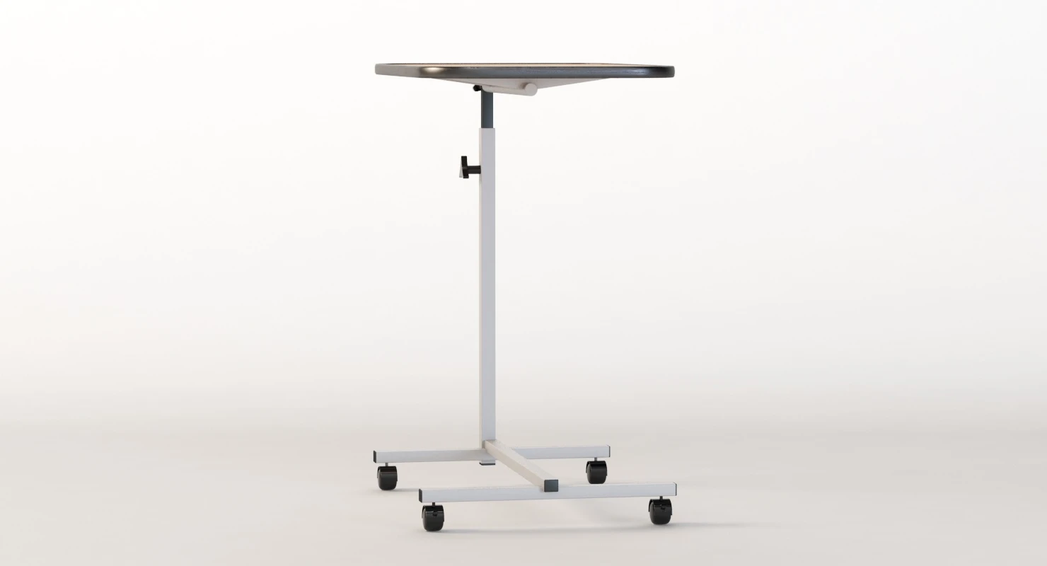 Swivel Tilt Top Hospital Rolling Tray Table 3D Model_09