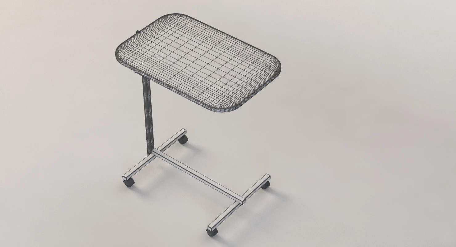 Swivel Tilt Top Hospital Rolling Tray Table 3D Model_012