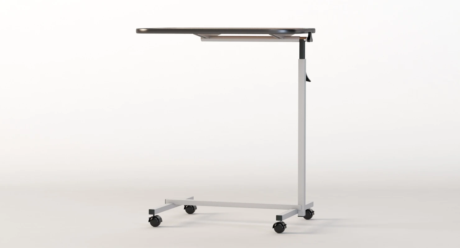 Swivel Tilt Top Hospital Rolling Tray Table 3D Model_07