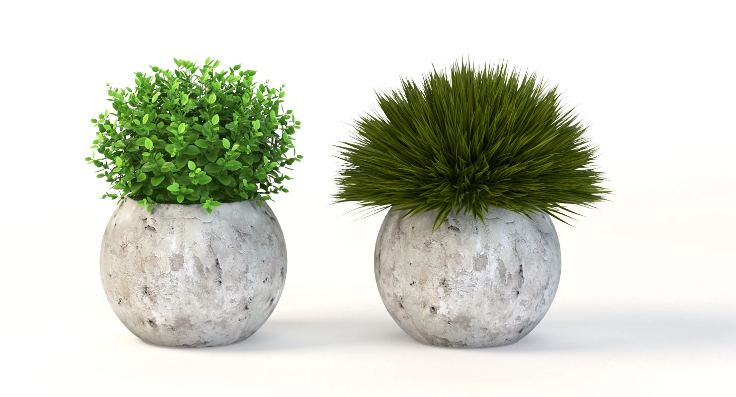 Table Top Decoration Centerpiece Planter of Fake Green Grass Plants 3D Model_07