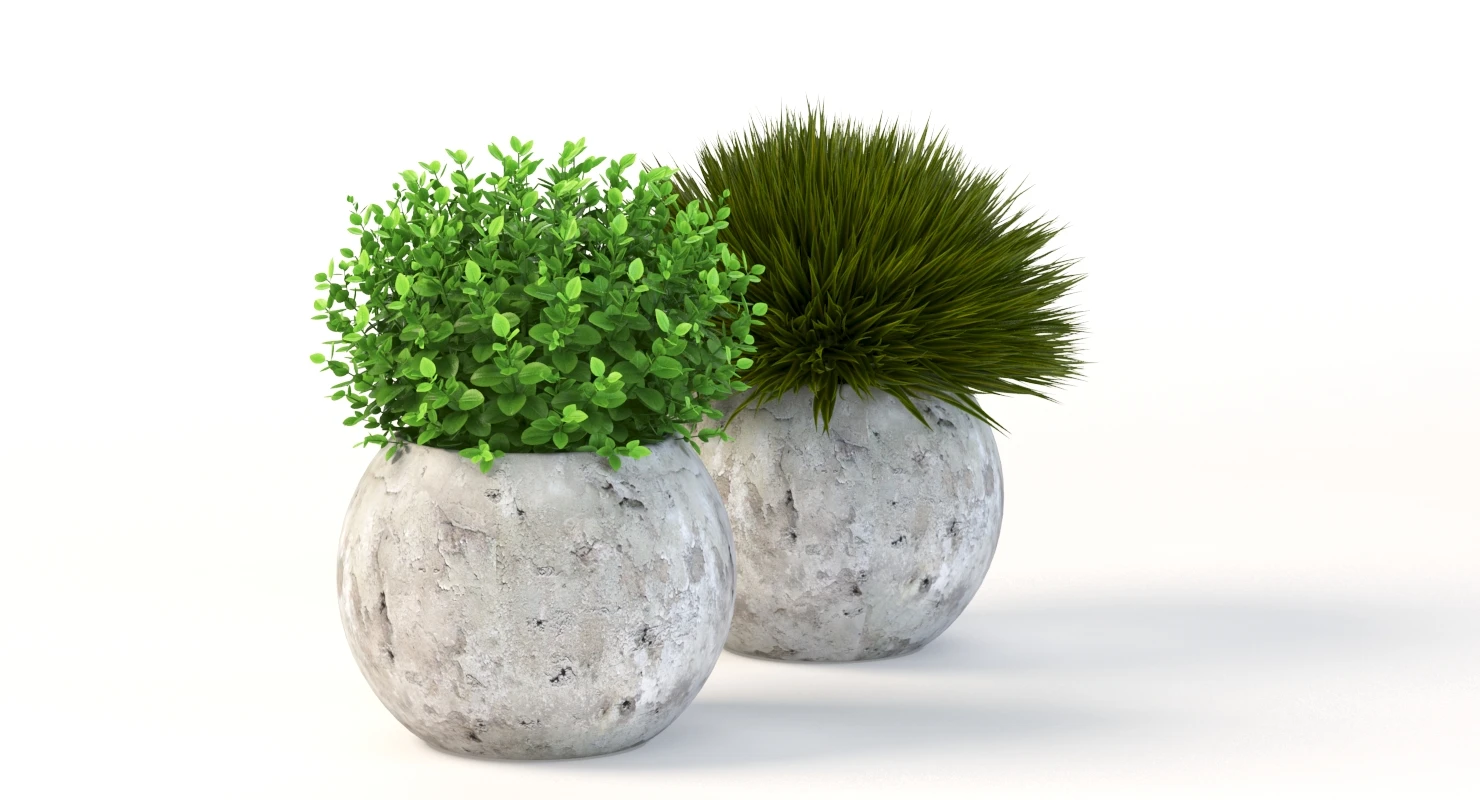 Table Top Decoration Centerpiece Planter of Fake Green Grass Plants 3D Model_08