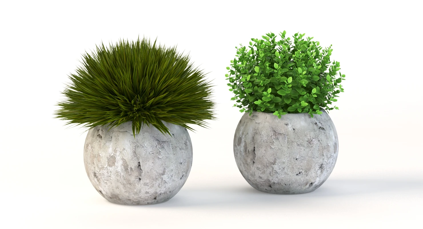 Table Top Decoration Centerpiece Planter of Fake Green Grass Plants 3D Model_04