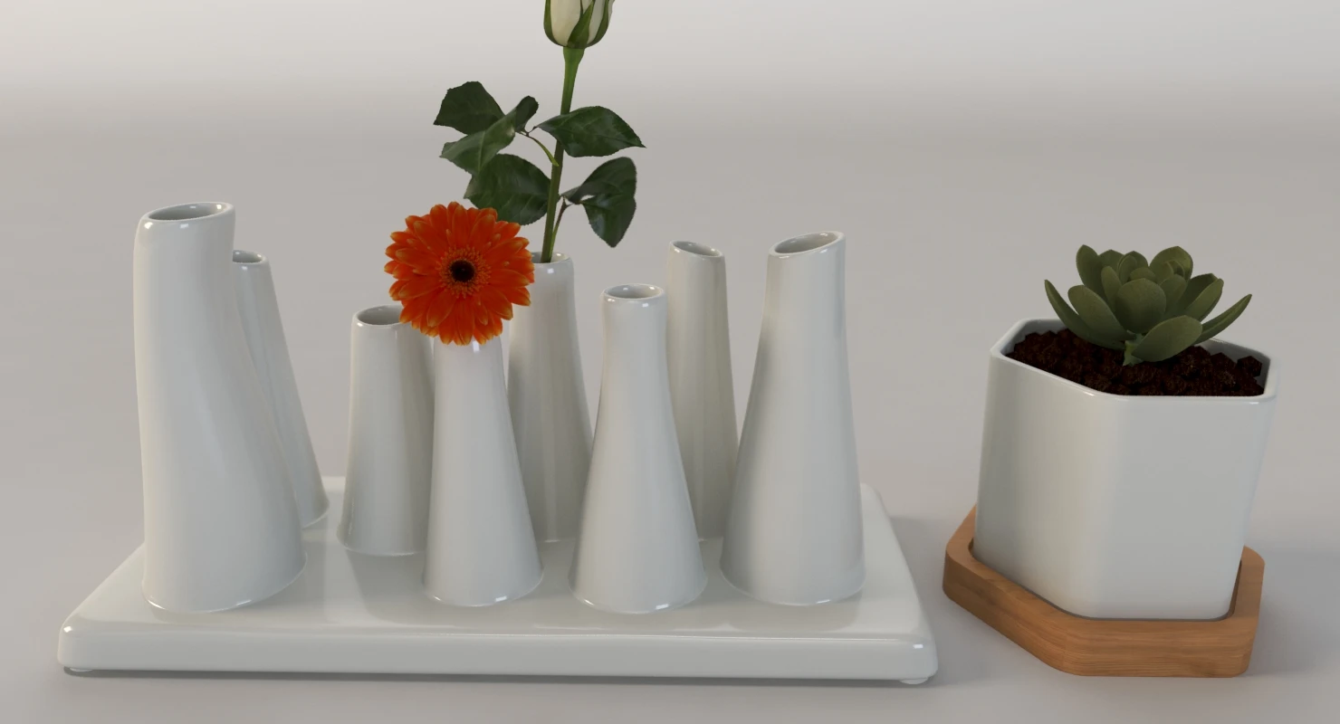 Trendy Ceramic Flower Vase for Table Top Centerpiece Decoration Collection 3D Model_03