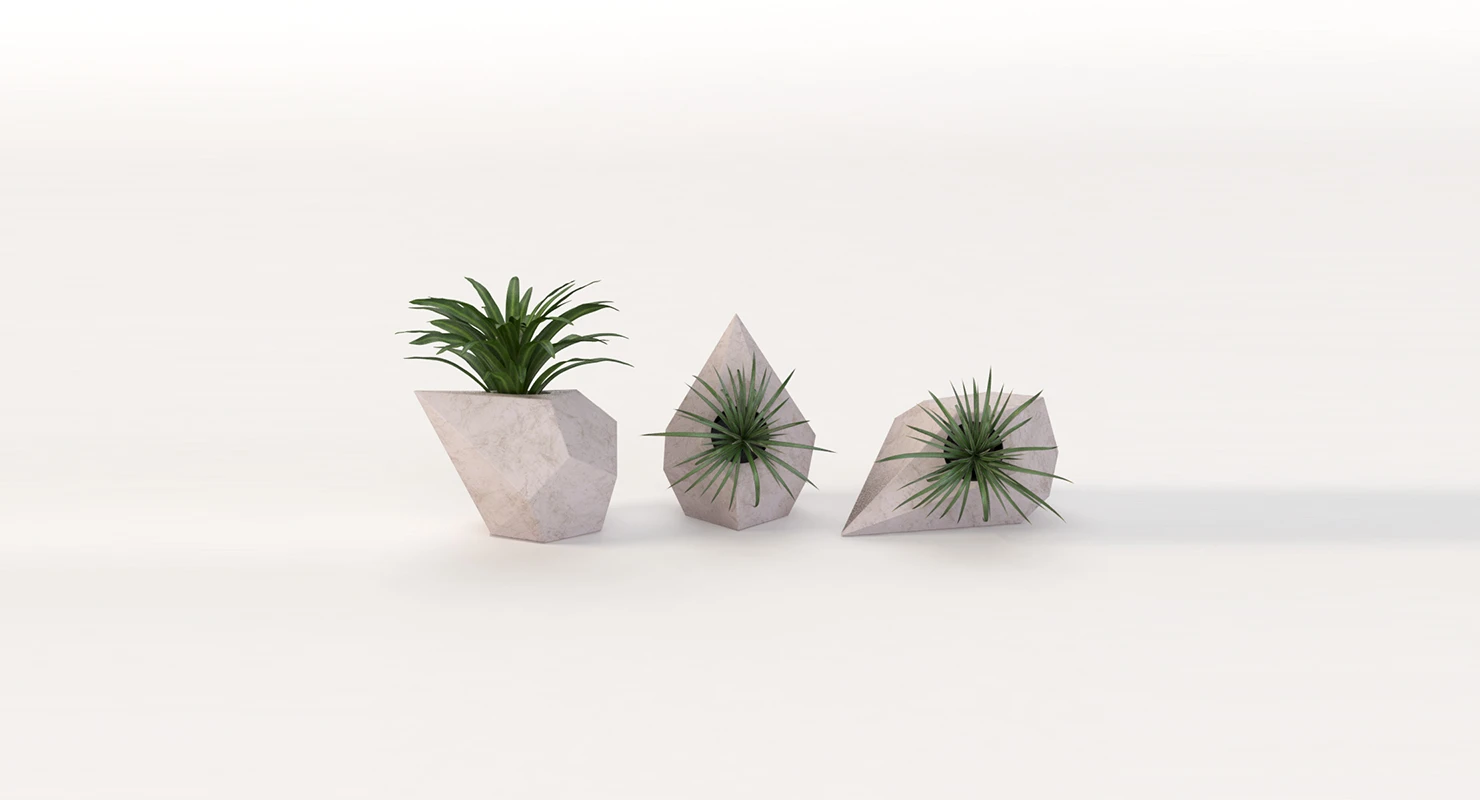 Trio Geometric Planter Center Piece Table Decoration 3D Model_01