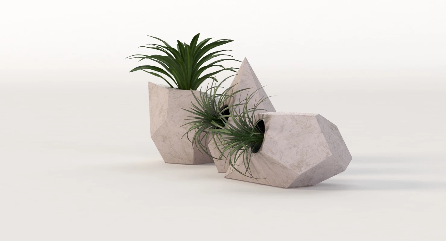 Trio Geometric Planter Center Piece Table Decoration 3D Model_08