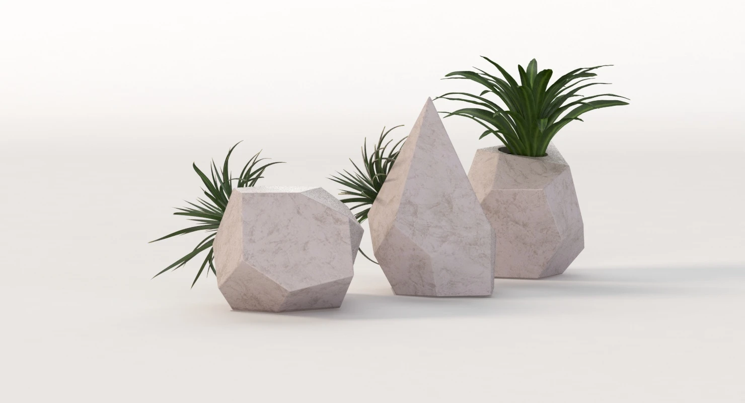 Trio Geometric Planter Center Piece Table Decoration 3D Model_07