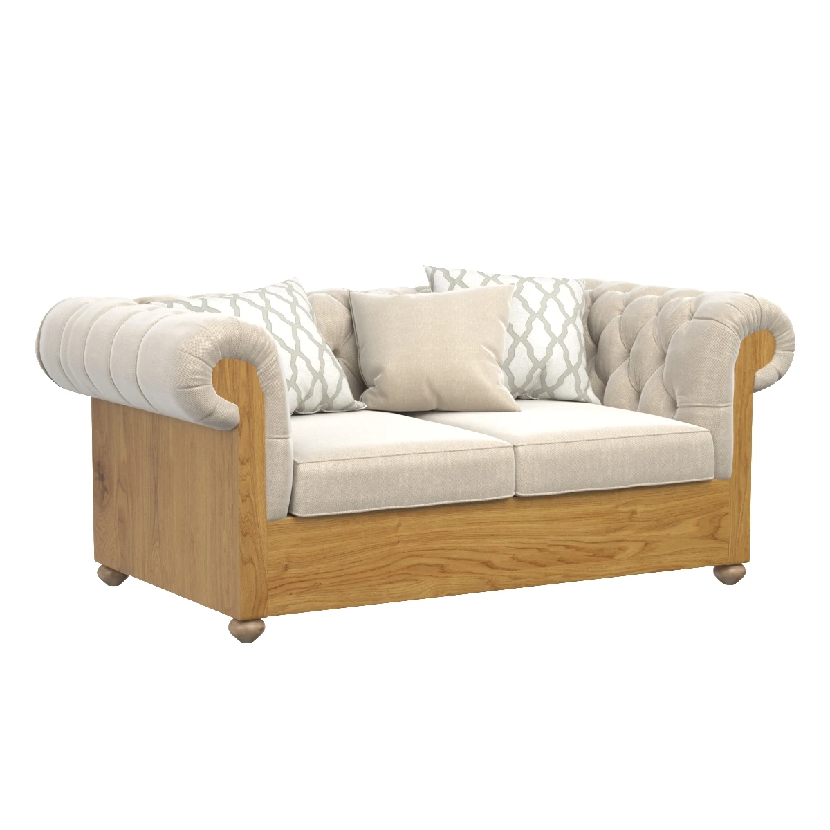 Chalet Cozy Interior Wooden Sofa 3D Model_01