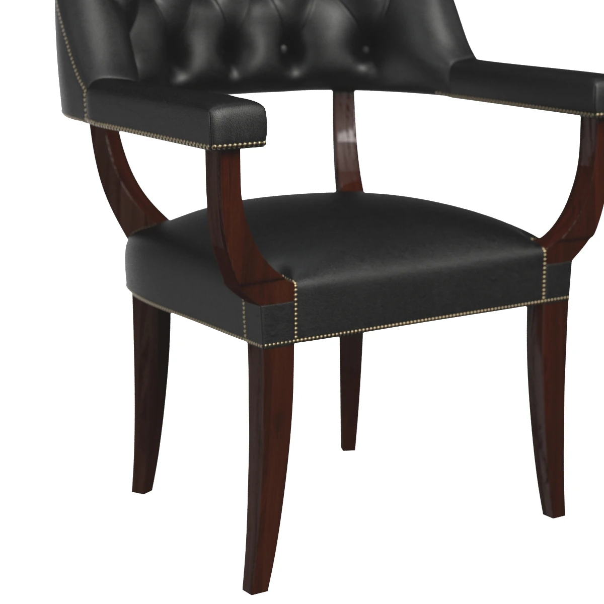 Mid-20th Century Black Leather Tub Armchairs 3D Model_05