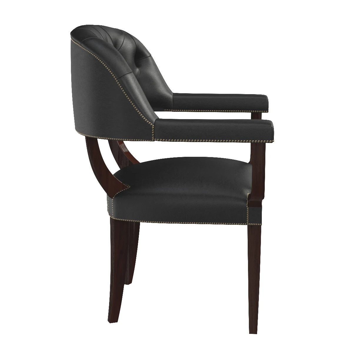 Mid-20th Century Black Leather Tub Armchairs 3D Model_04
