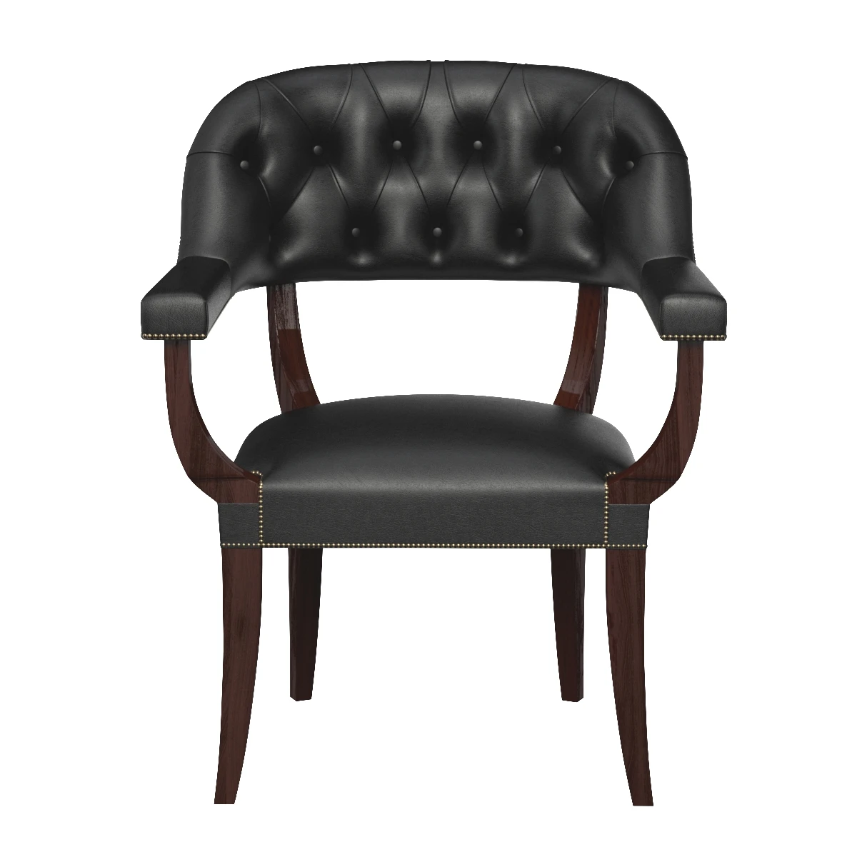 Mid-20th Century Black Leather Tub Armchairs 3D Model_06