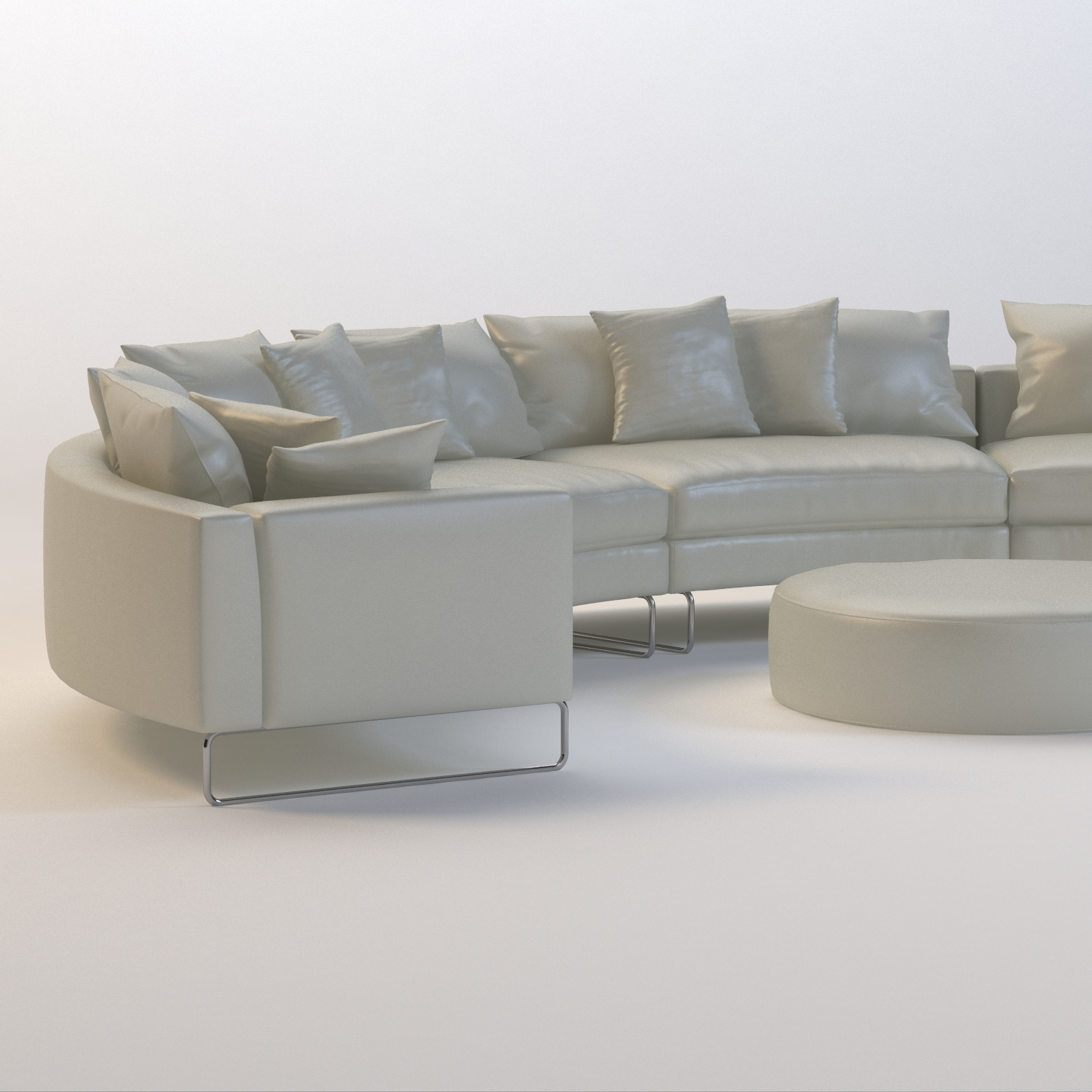 Half Moon Curved Sectional Sofa Leather 3D Model_07