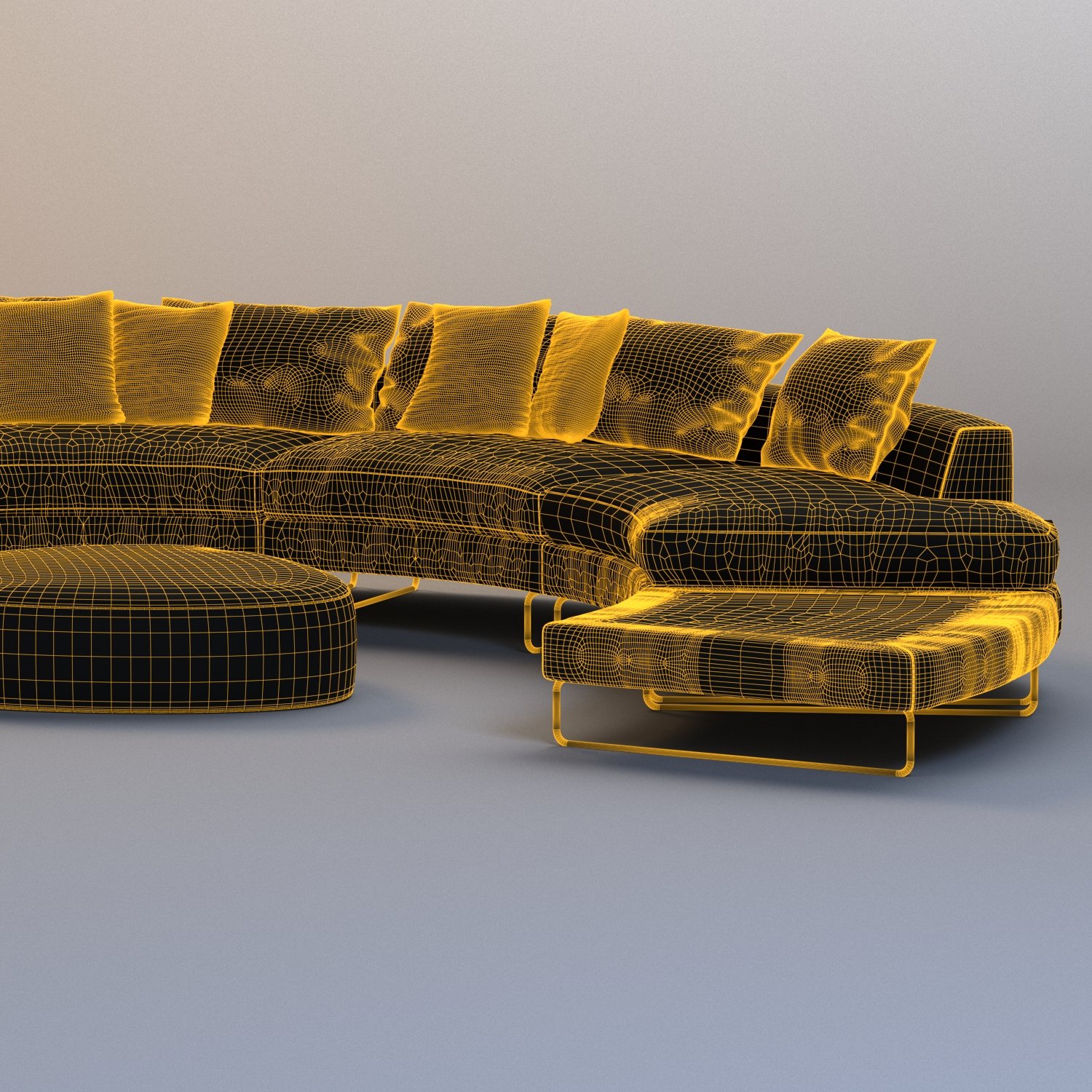 Half Moon Curved Sectional Sofa Leather 3D Model_010