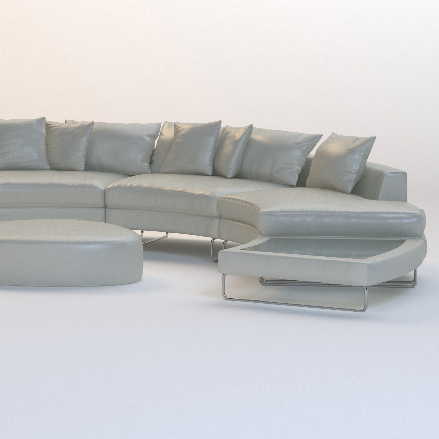 Half Moon Curved Sectional Sofa Leather 3D Model_06
