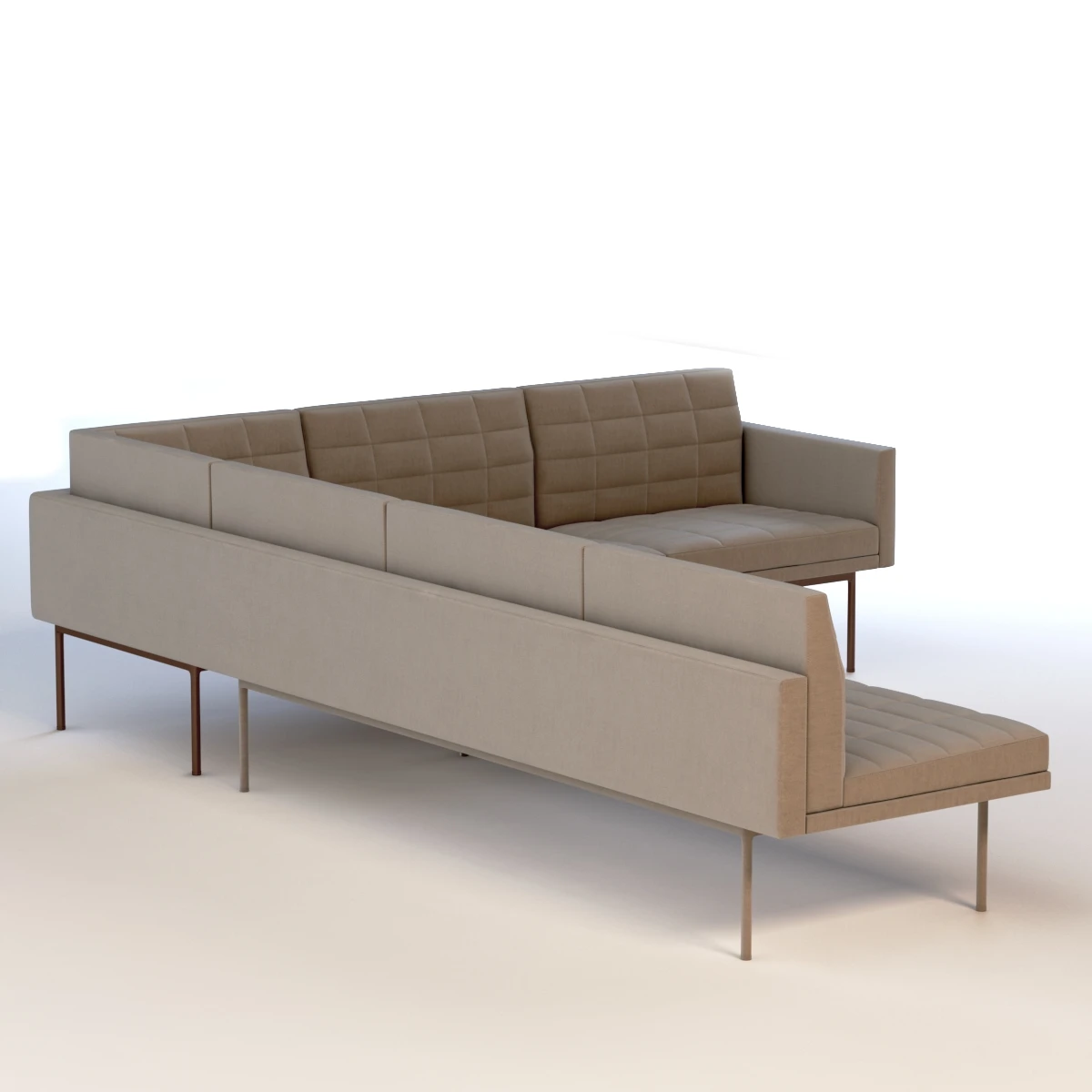 Ultra Detail Upholstered Tuxedo Corner Sectional Sofa 3D Model_03