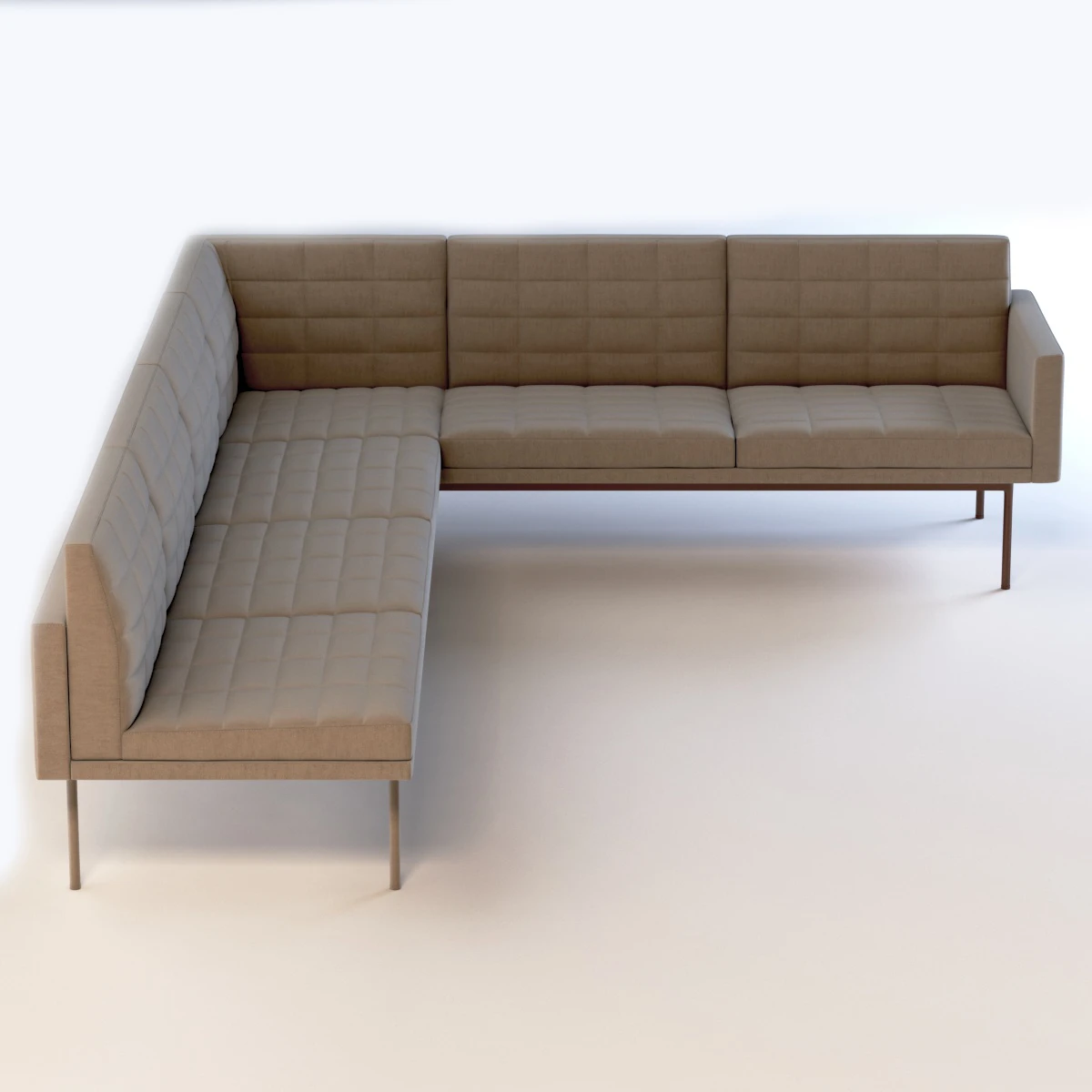 Ultra Detail Upholstered Tuxedo Corner Sectional Sofa 3D Model_04