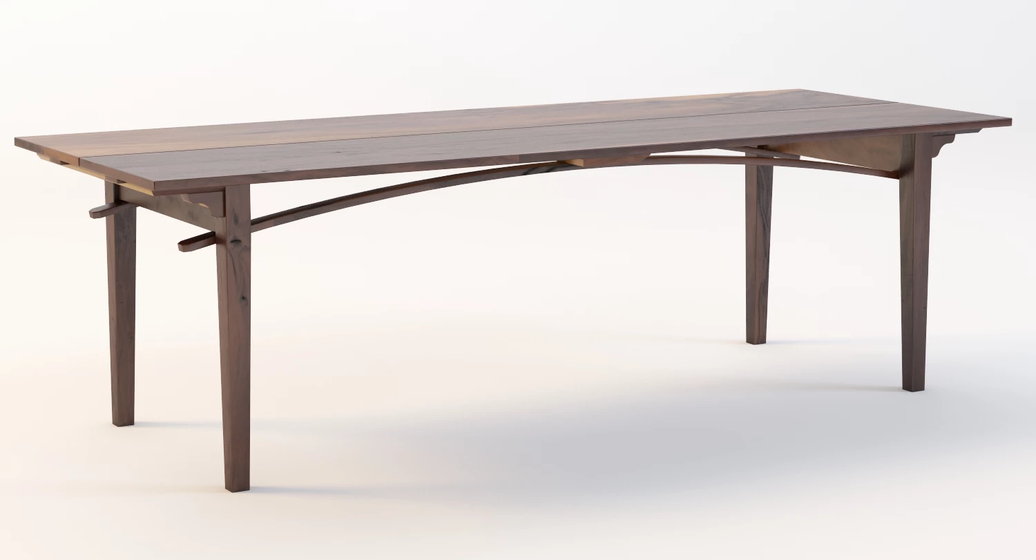 19th Century Two Board Pine Table 3D Model_08