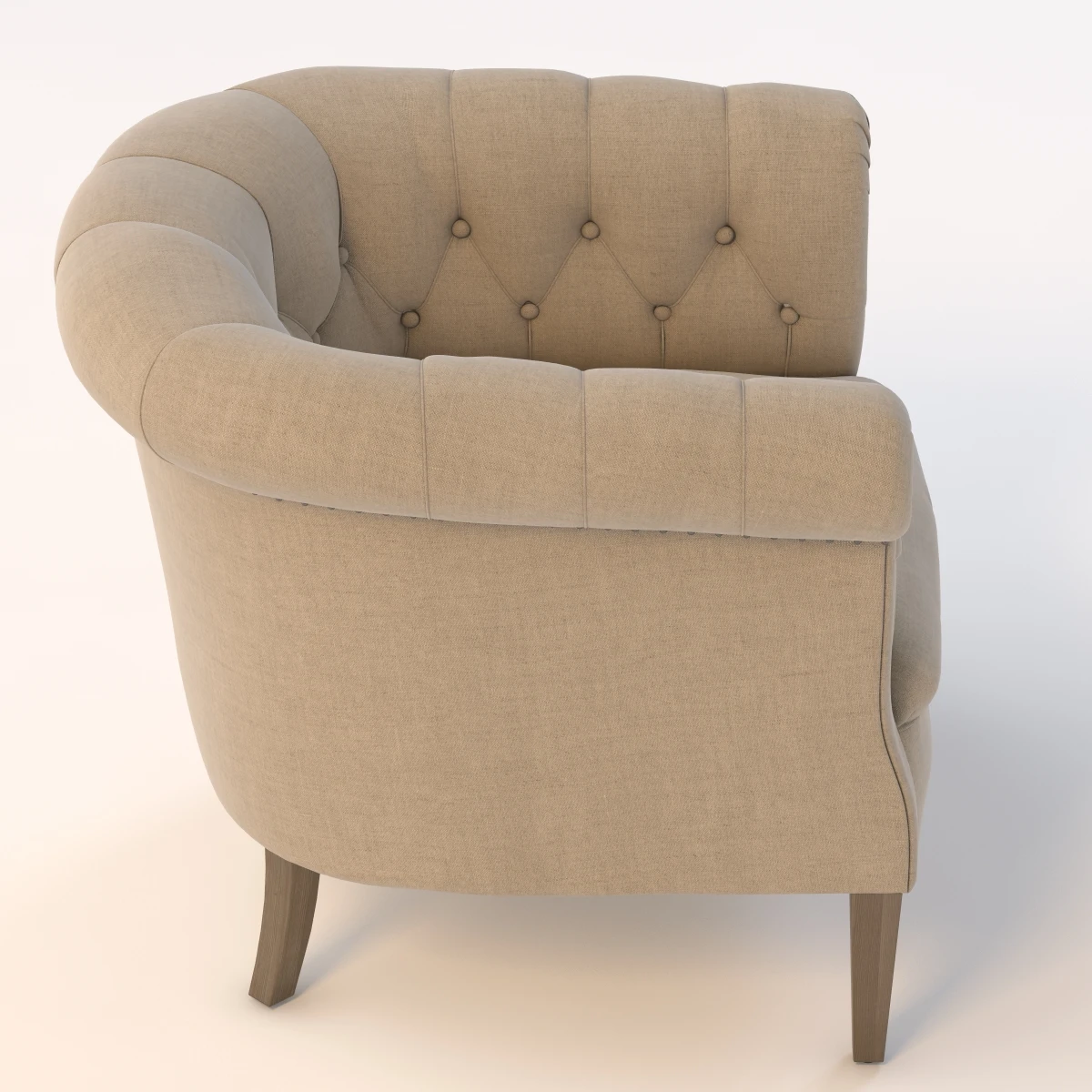 1930S English Tufted Upholstered Tub Chair 3D Model_03