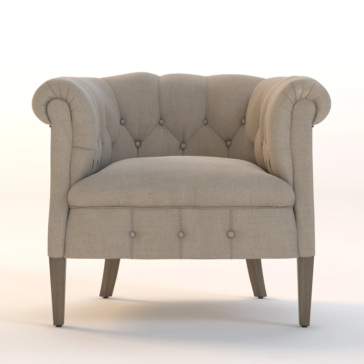 1930S English Tufted Upholstered Tub Chair 3D Model_08