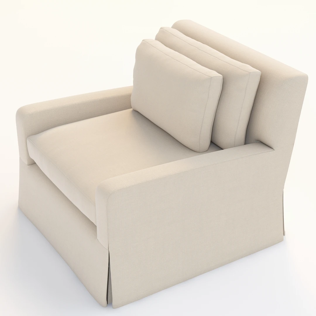 Belgian Slope Arm Slipcovered Chair 3D Model_06
