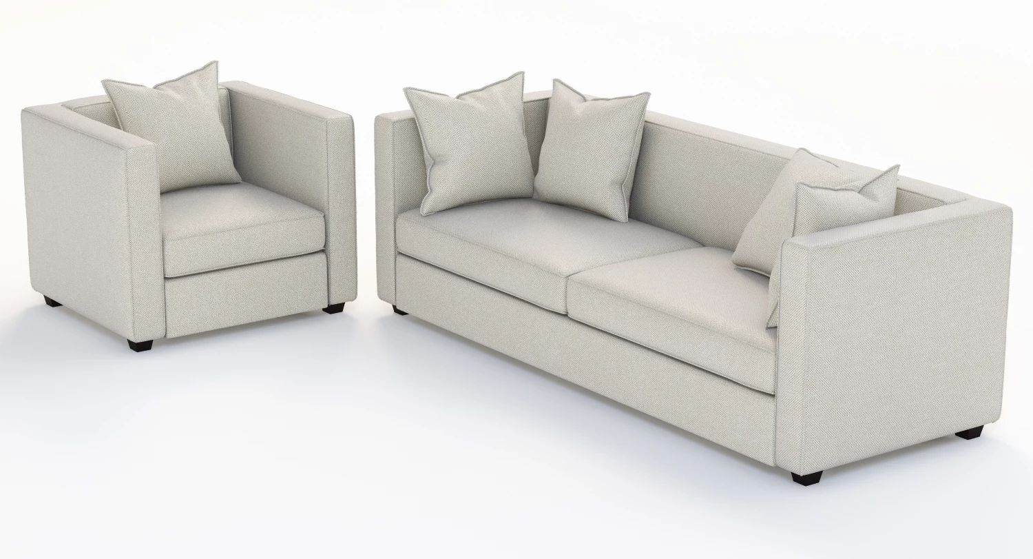 Club Cement Chair and Sofa 3D Model_01