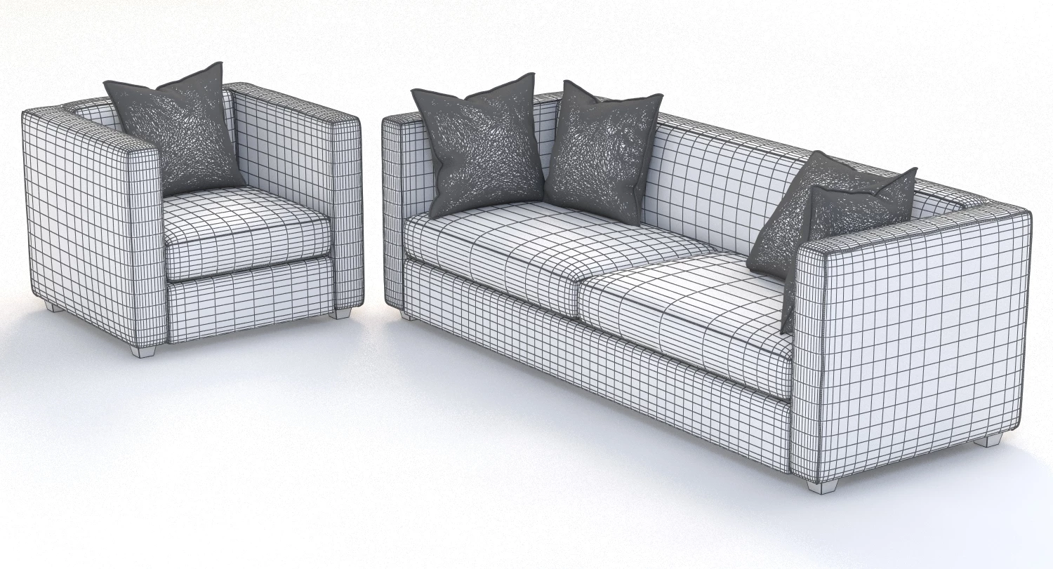 Club Cement Chair and Sofa 3D Model_03